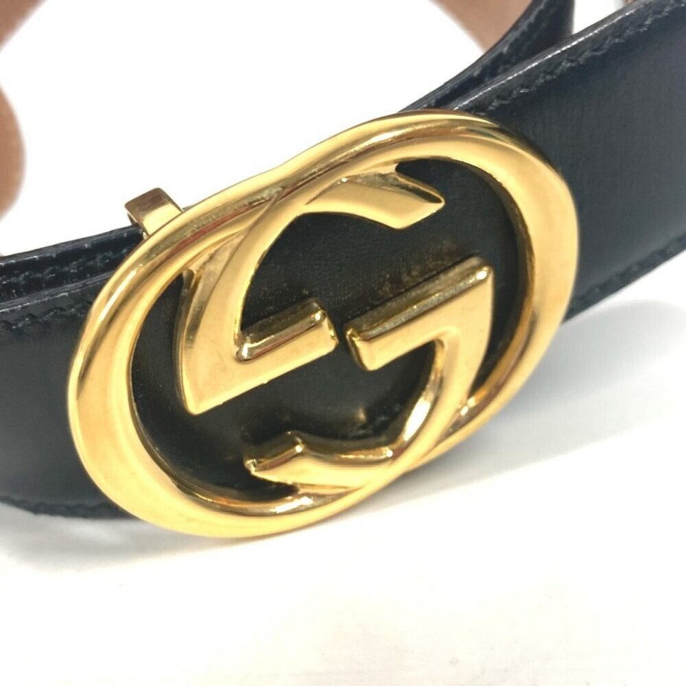 GUCCI 036・519・2964 vintage GG logo buckle Accessories belt Black/GoldHar... - Picture 16 of 16